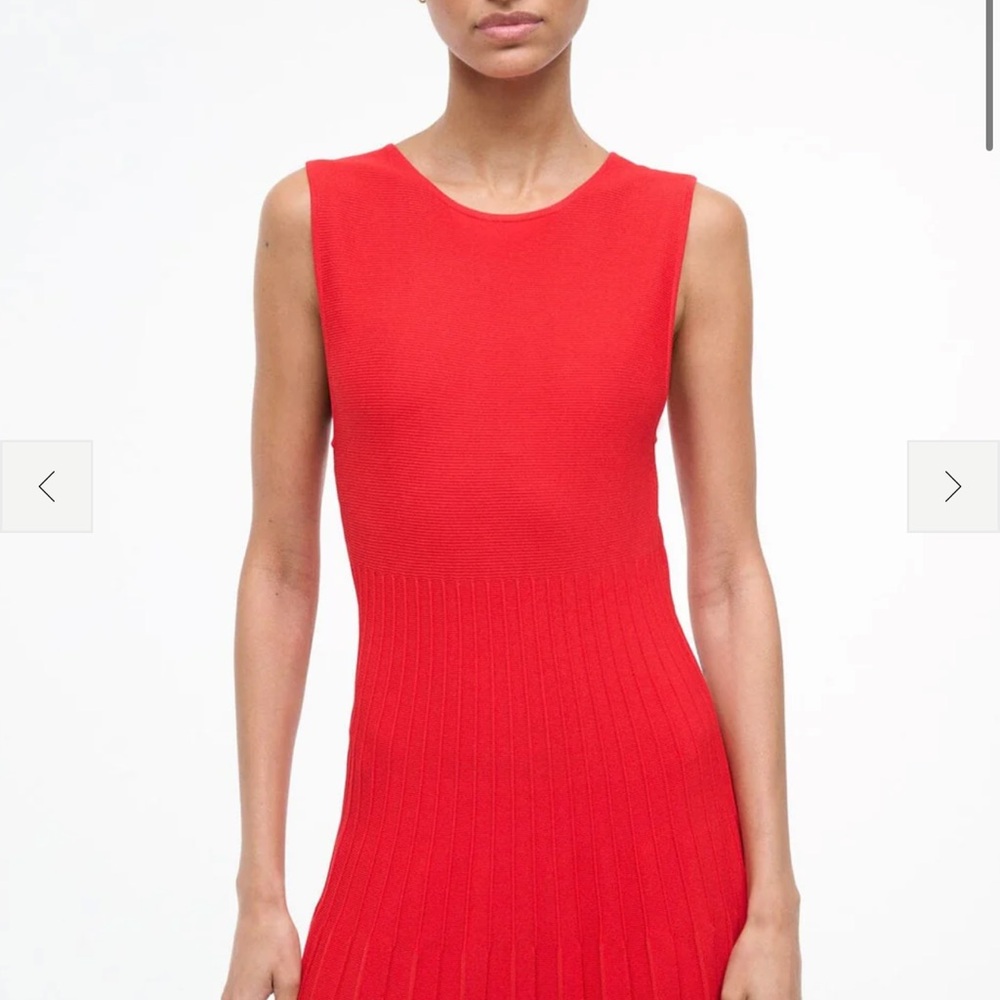 STAUD ELYSE DRESS RED ROSE Size Medium - Picture 2 of 7